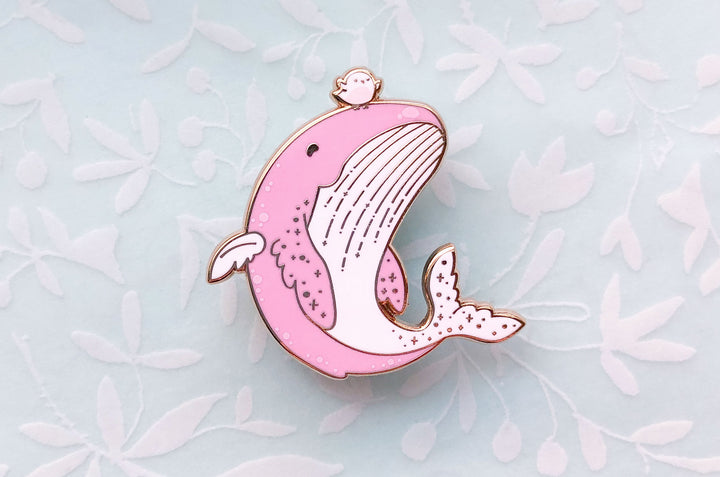 Flying Whale Enamel Pin