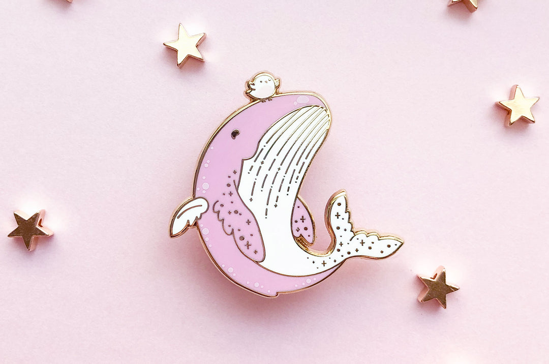 Flying Whale Enamel Pin