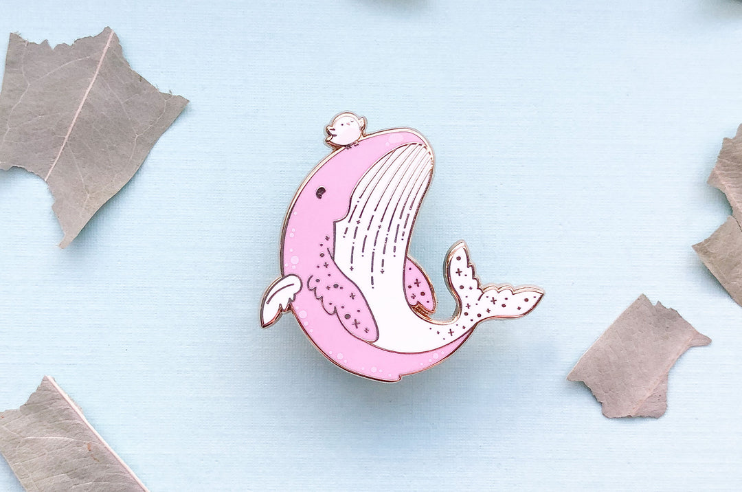 Flying Whale Enamel Pin