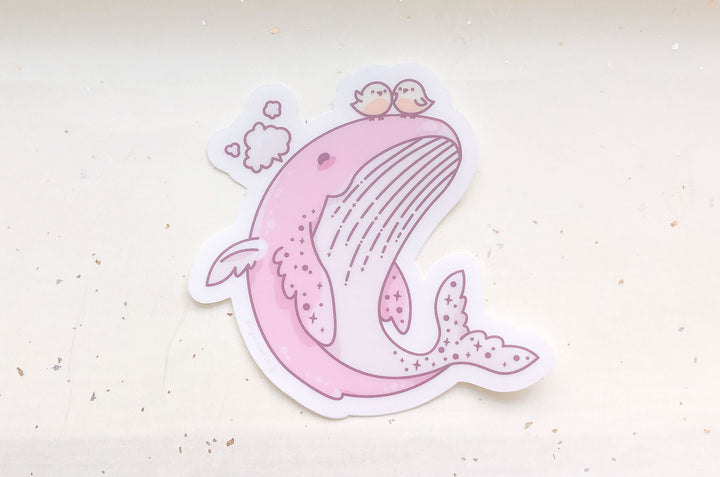 Flying Whale Clear Vinyl Sticker