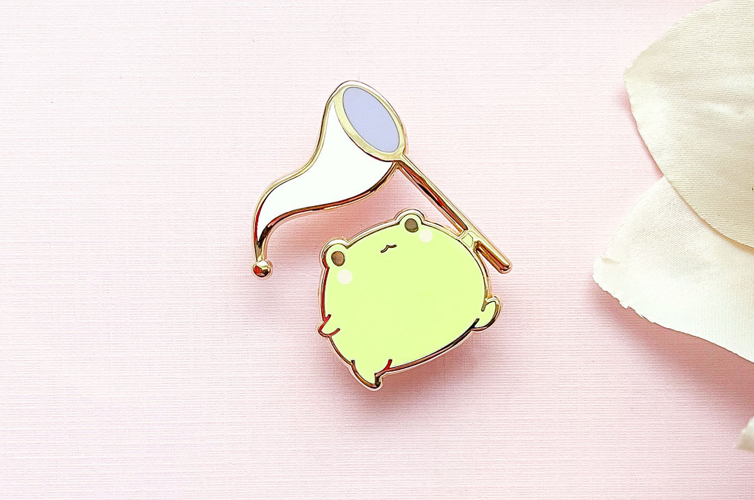 Gogo the Frog and Butterfly Net Enamel Pin (Seconds)