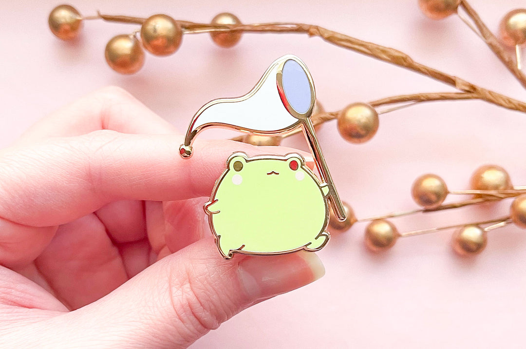 Gogo the Frog and Butterfly Net Enamel Pin (Seconds)