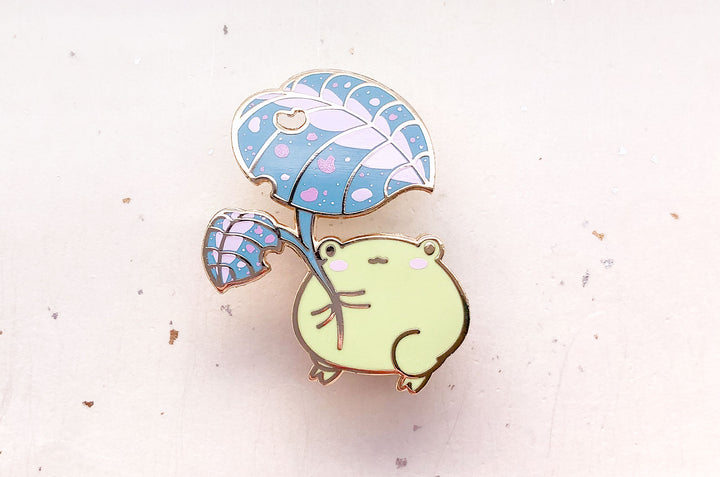 Gogo the Frog Leaf Umbrella Enamel Pin