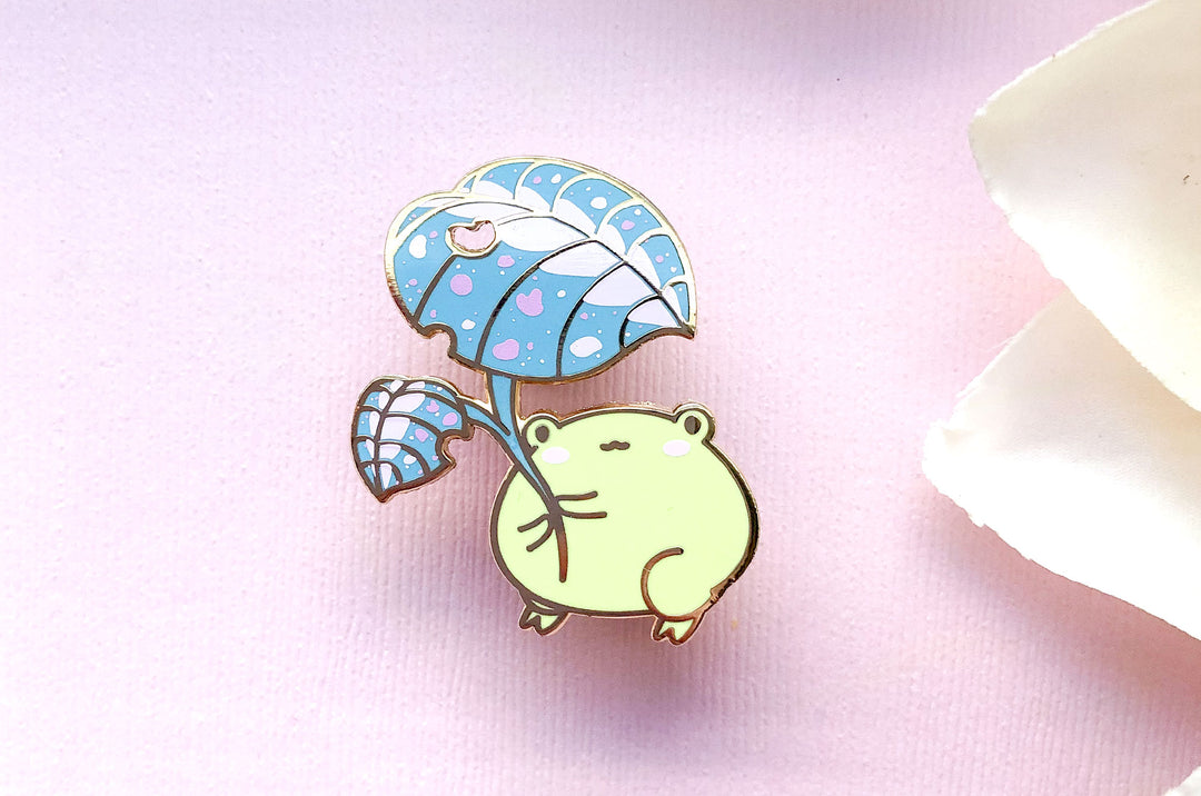 Gogo the Frog Leaf Umbrella Enamel Pin