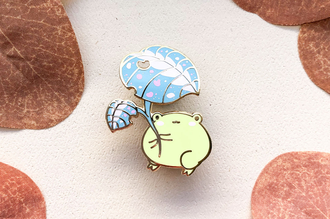 Gogo the Frog Leaf Umbrella Enamel Pin