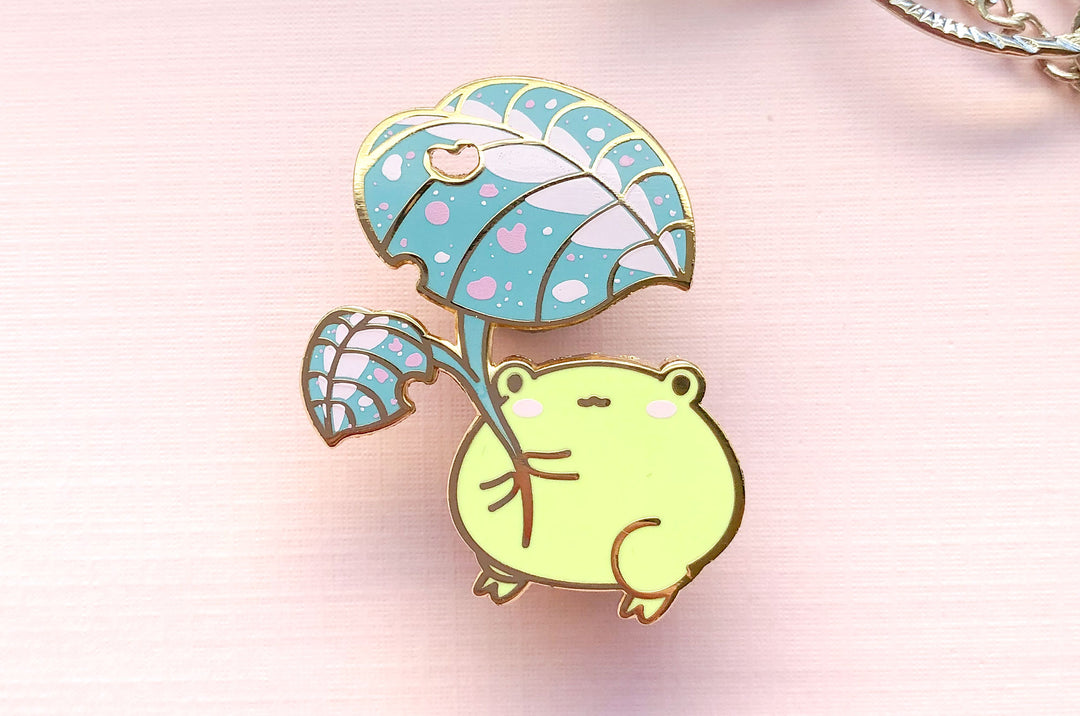 Gogo the Frog Leaf Umbrella Enamel Pin