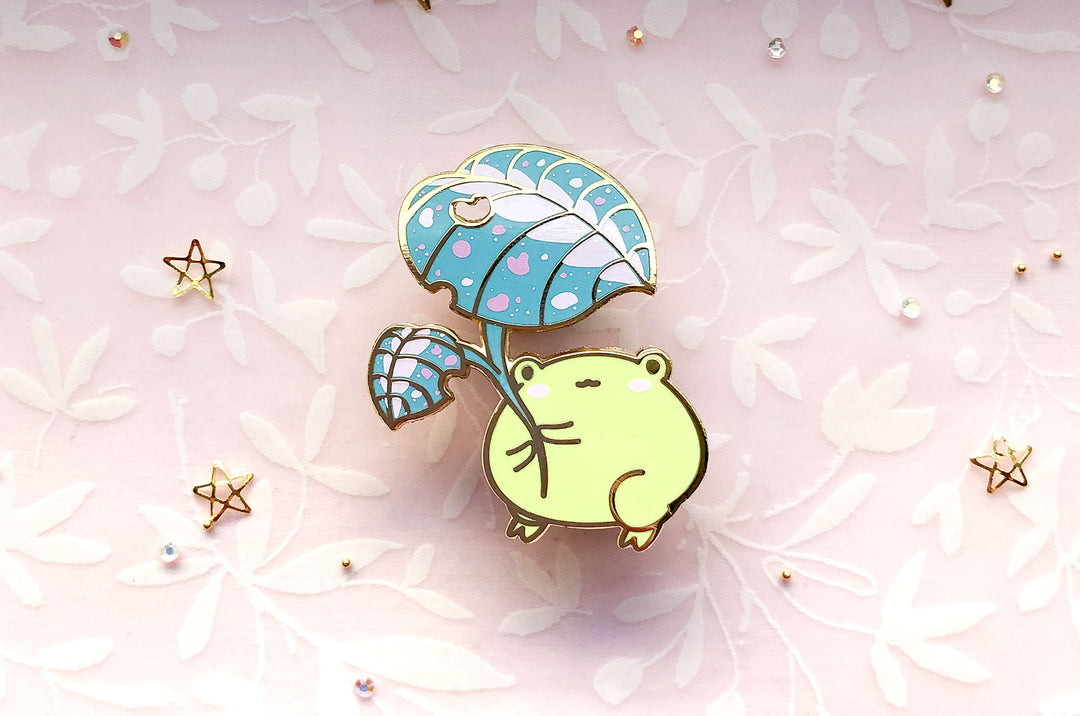 Gogo the Frog Leaf Umbrella Enamel Pin (Seconds)