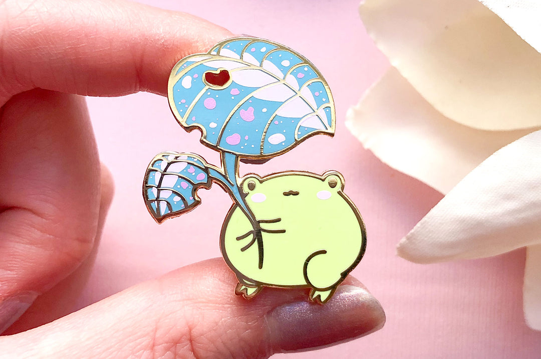 Gogo the Frog Leaf Umbrella Enamel Pin (Seconds)