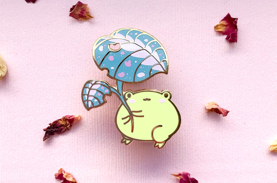 Gogo the Frog Leaf Umbrella Enamel Pin (Seconds)