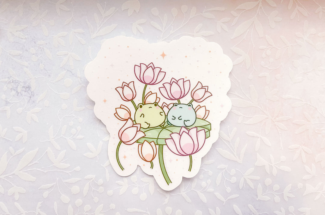 Gogo and Lulu on Lily Pad Island Clear Vinyl Sticker