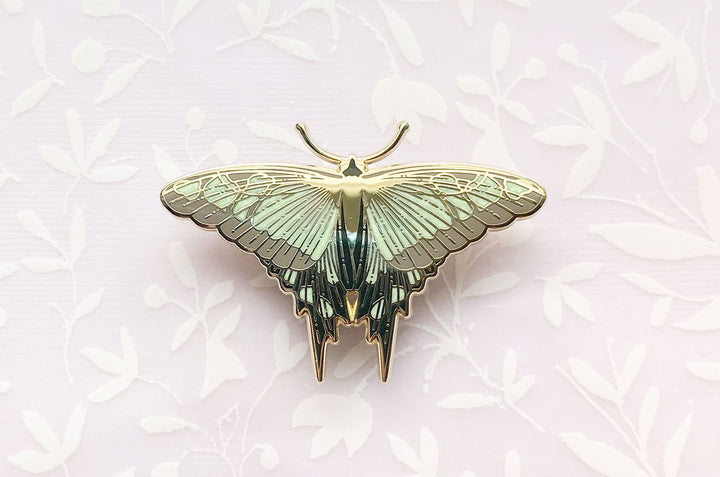 Glassy Bluebottle Butterfly (Graphium cloanthus) Enamel Pin