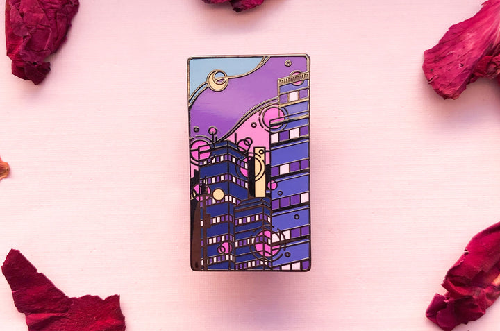 Glass Towers Synthwave Enamel Pin