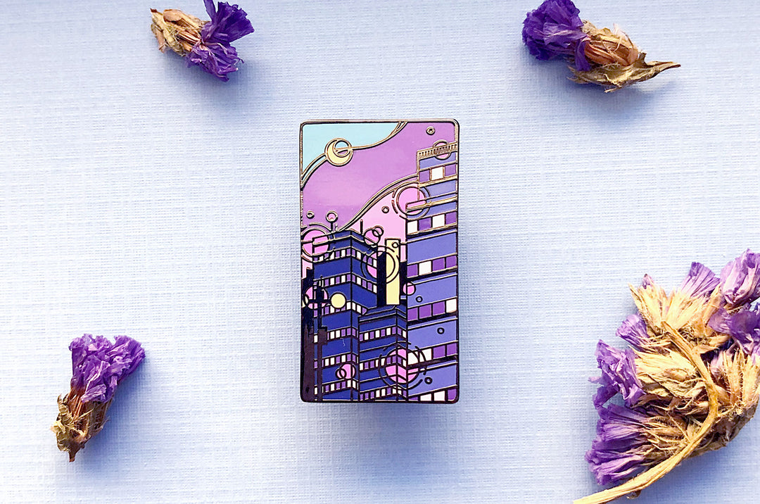 Glass Towers Synthwave Enamel Pin