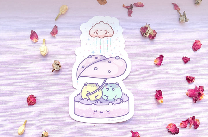 Gogo and Lulu with Grumpy Rain Cloud Clear Vinyl Sticker