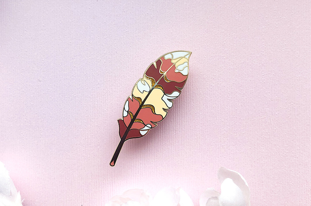 Griffin Feather Glitter Enamel Pin