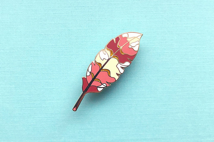 Griffin Feather Glitter Enamel Pin