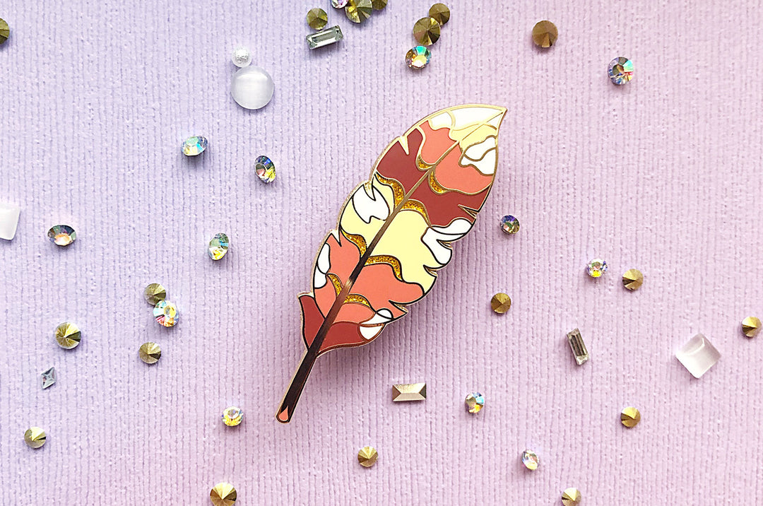 Griffin Feather Glitter Enamel Pin