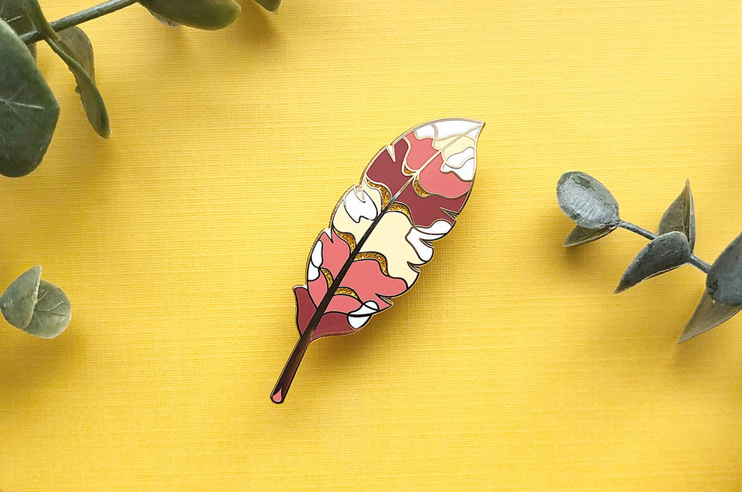 Griffin Feather Glitter Enamel Pin