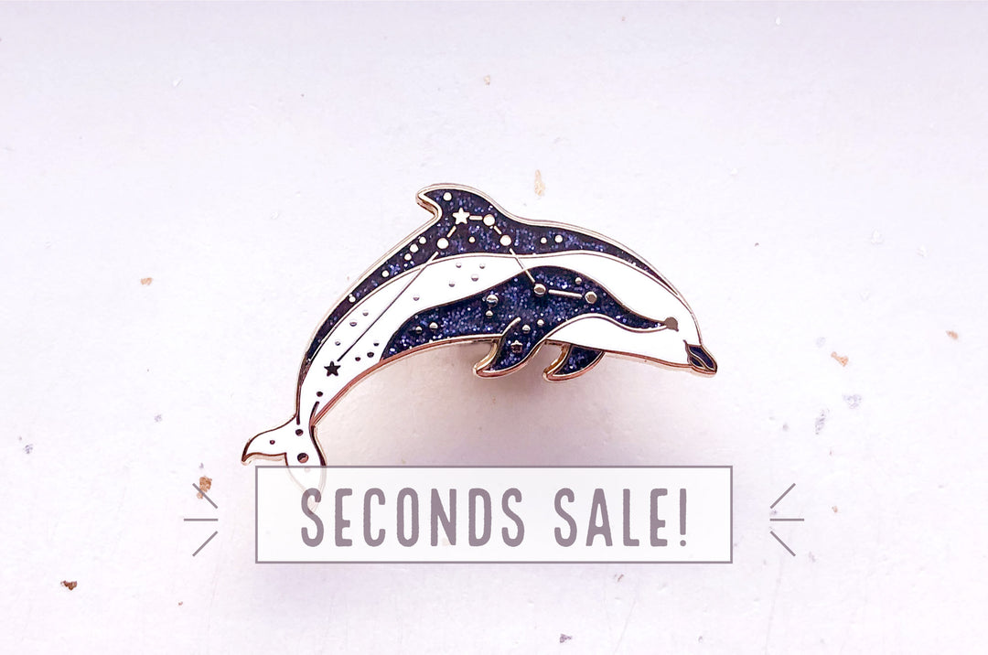 Horologium Constellation Hourglass Dolphin Enamel Pin (Seconds)