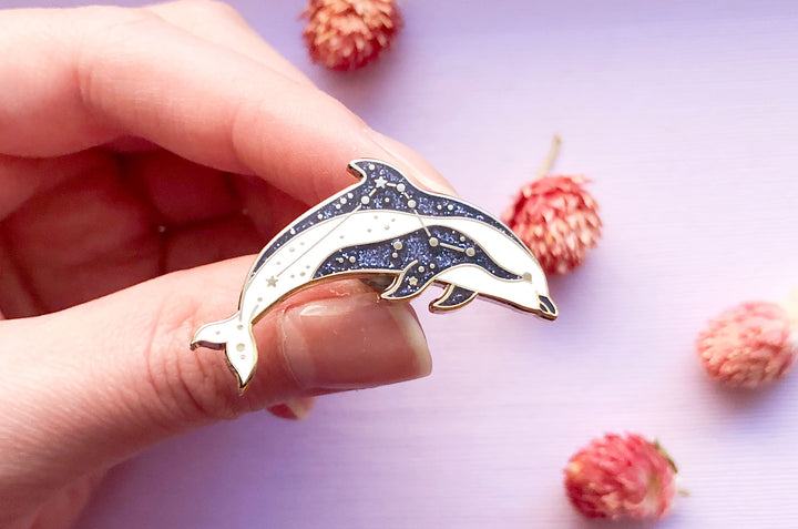 Horologium Constellation Hourglass Dolphin Pin