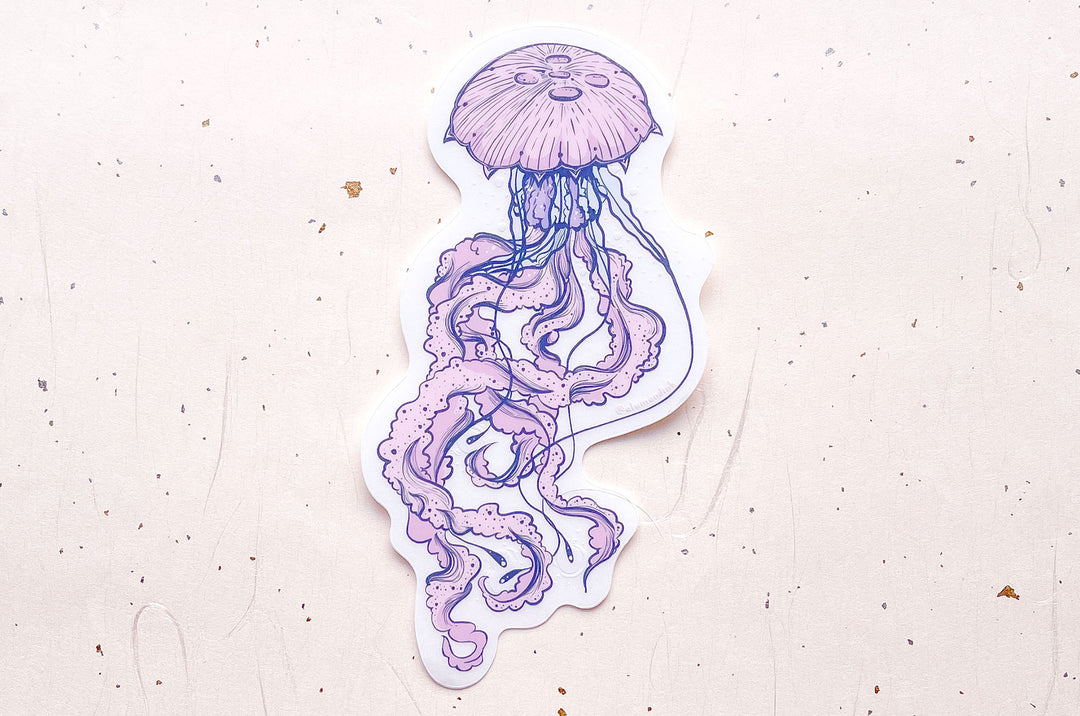 Purple Jellyfish Clear Vinyl Sticker