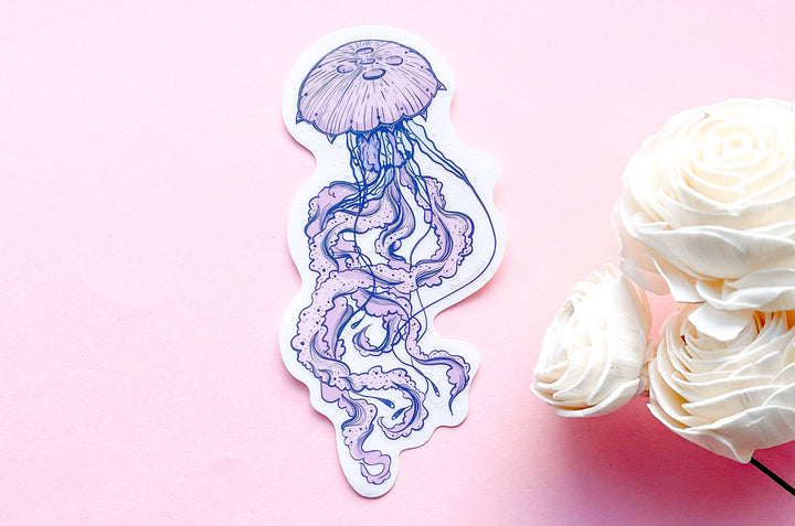 Purple Jellyfish Clear Vinyl Sticker