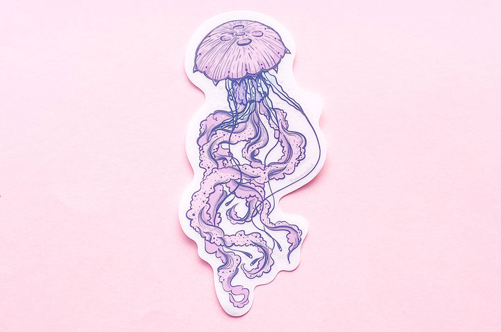 Purple Jellyfish Clear Vinyl Sticker