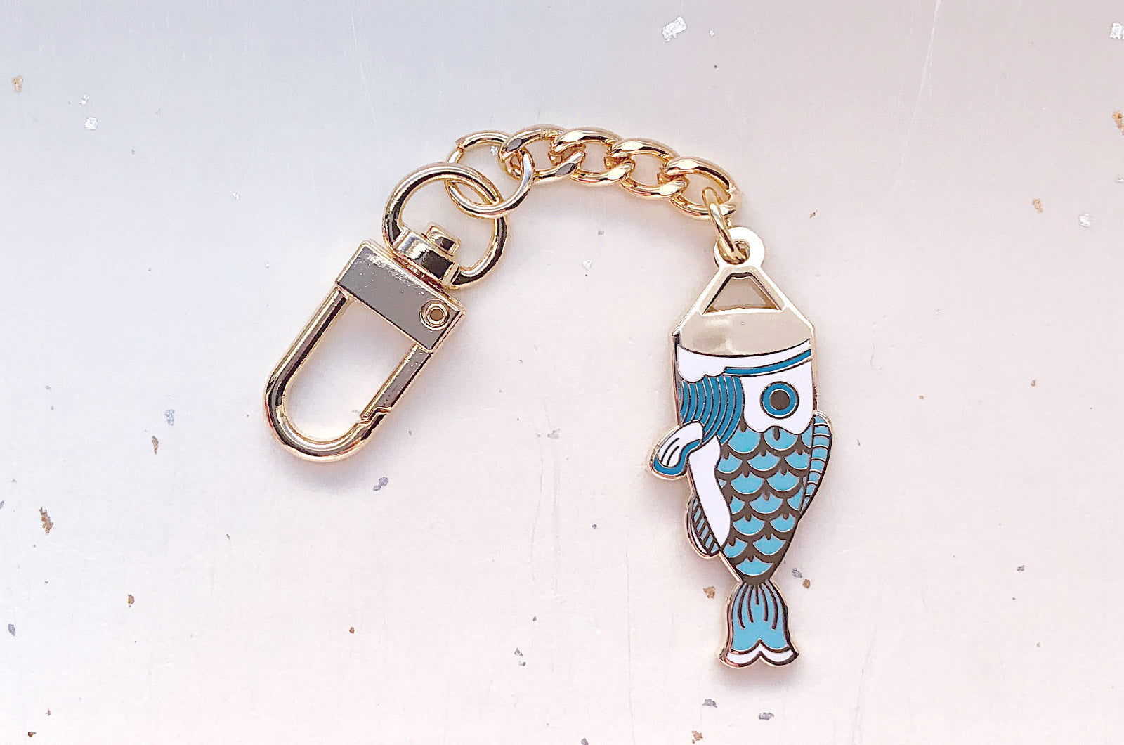 Blue Koinobori Carp Streamer Keychain Charm – Alum and Ink