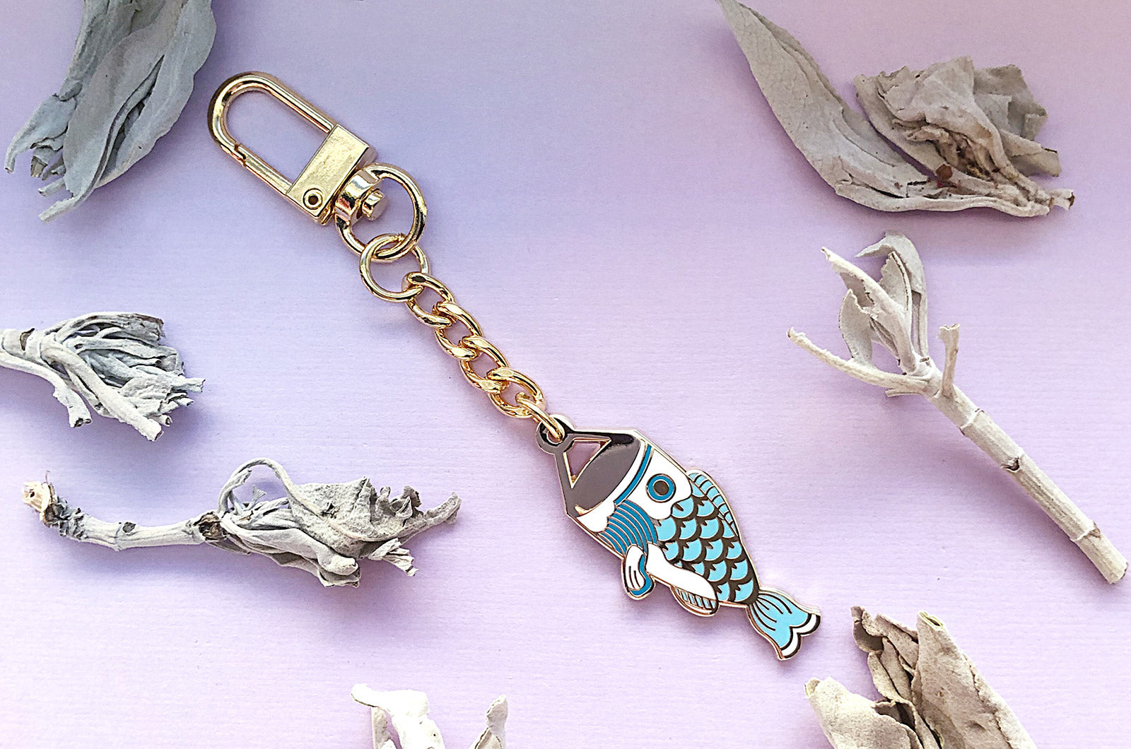 Blue Koinobori Carp Streamer Keychain Charm – Alum and Ink