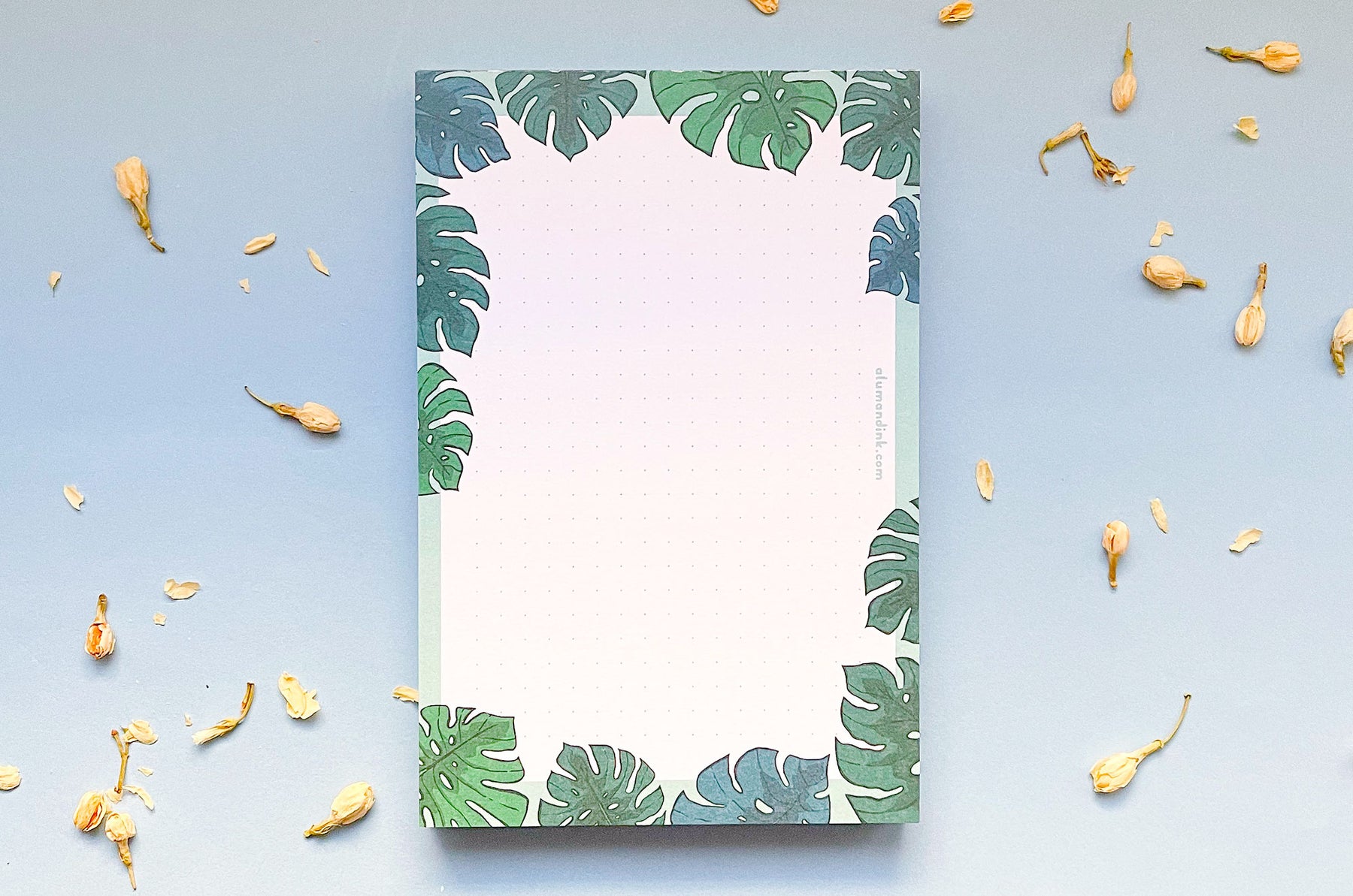 Monstera Leaves Dotted Grid Notepad – Alum and Ink