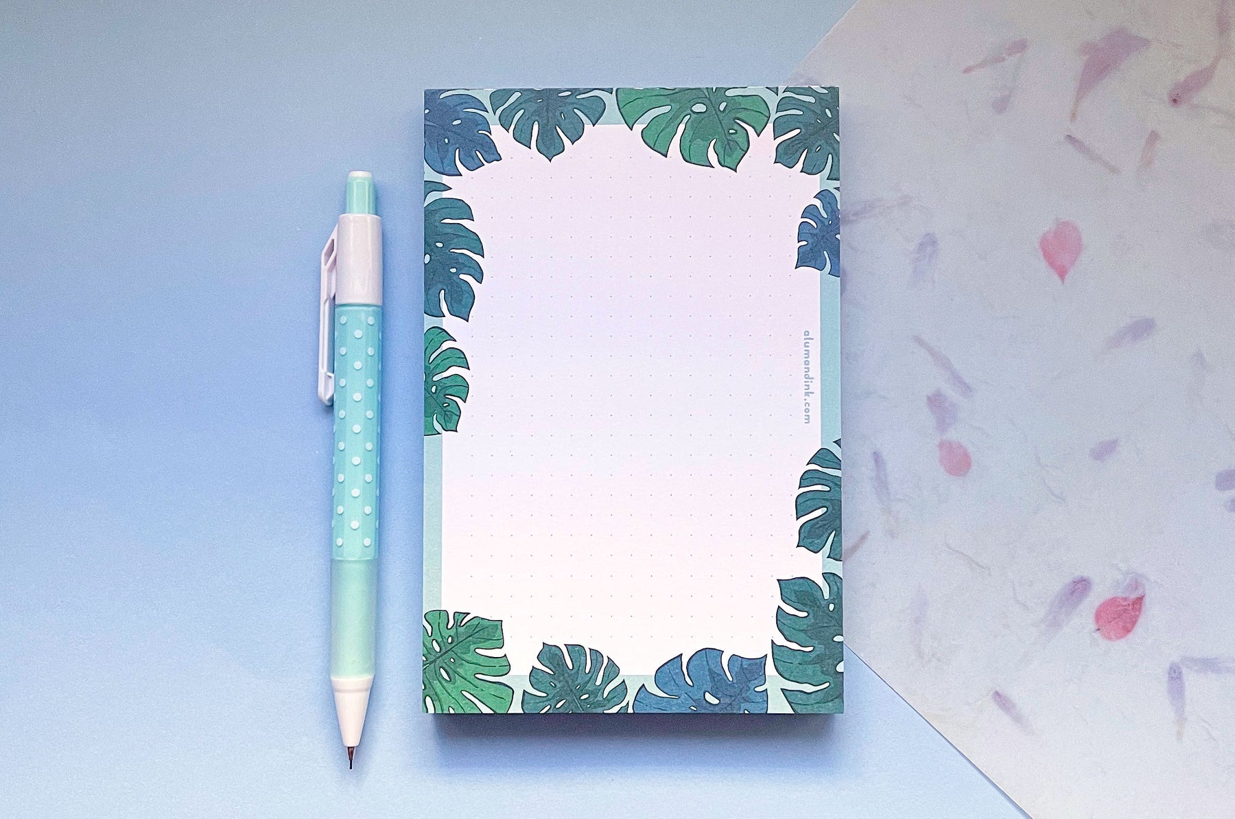 Monstera Leaves Dotted Grid Notepad – Alum and Ink