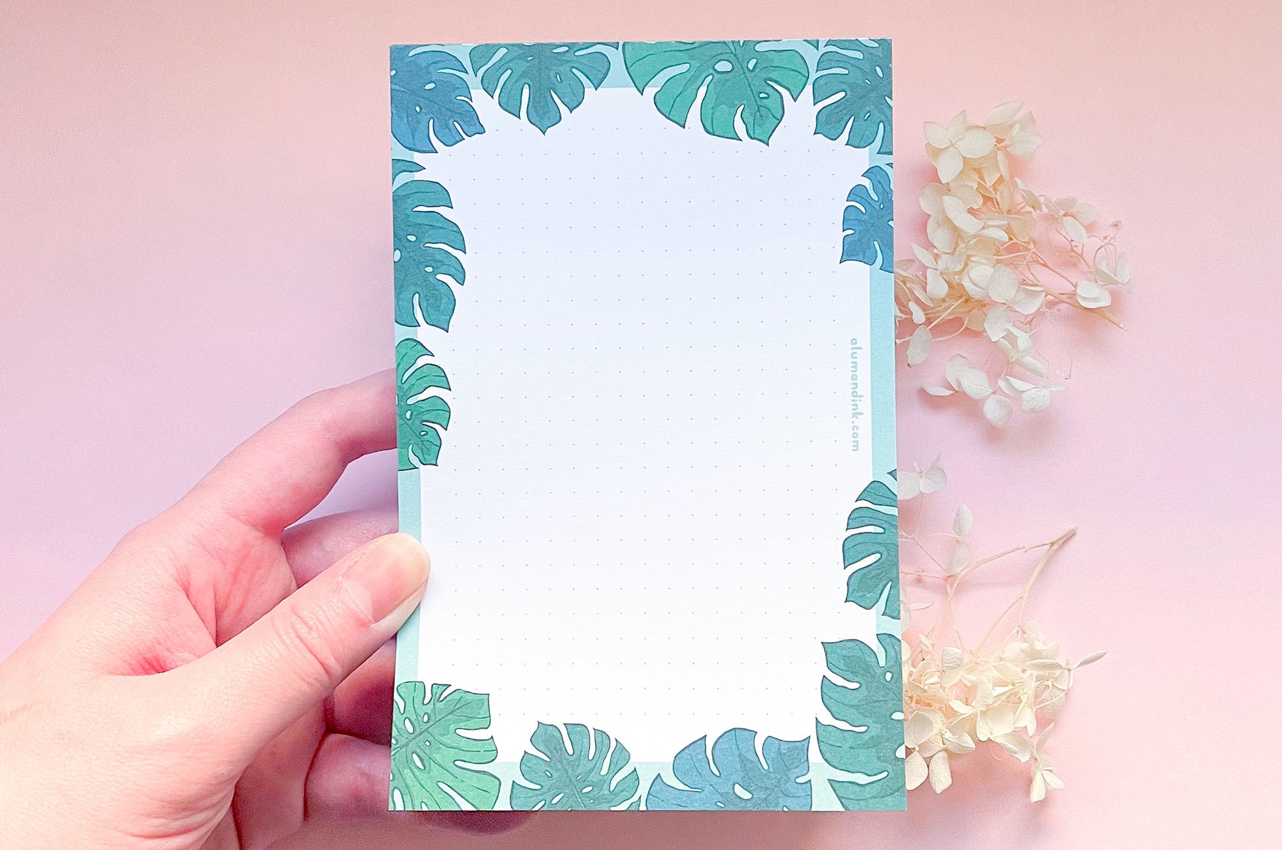 Monstera Leaves Dotted Grid Notepad – Alum and Ink
