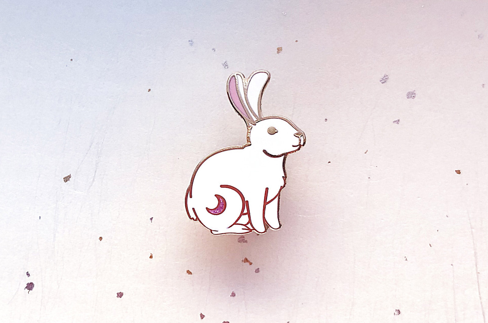 Lunar Rabbit Ink Crescent Moon Rabbit Enamel Pin – Alum and Ink