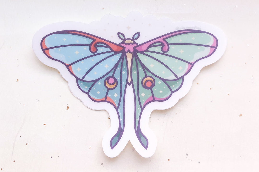 Moon Moth Sticker Moon Moth Clear Vinyl Sticker – Alum and Ink
