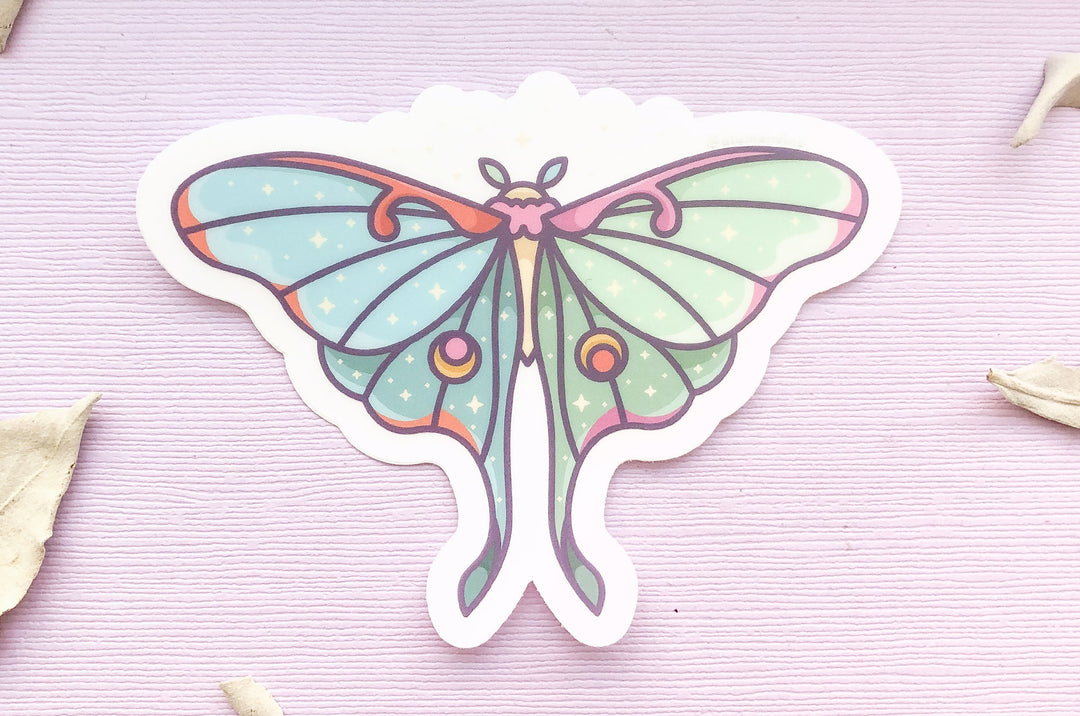 Moon Moth Clear Vinyl Sticker