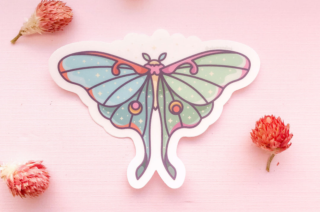 Moon Moth Sticker Moon Moth Clear Vinyl Sticker – Alum and Ink