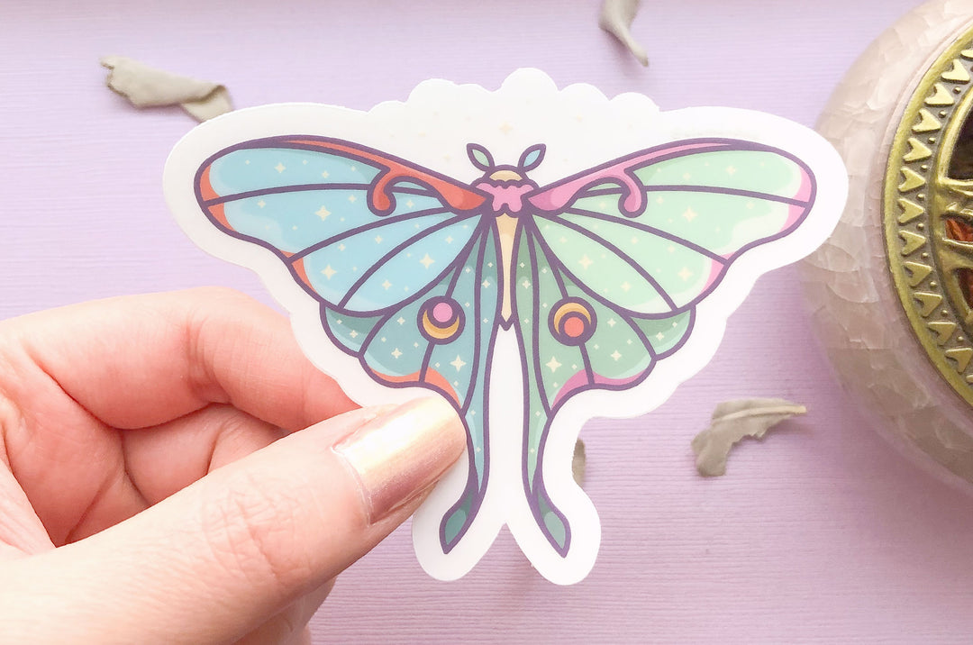 Moon Moth Clear Vinyl Sticker