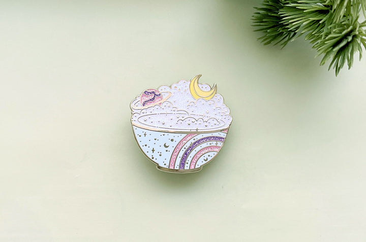 Celestial Moon Rice Cosmic Enamel Pin