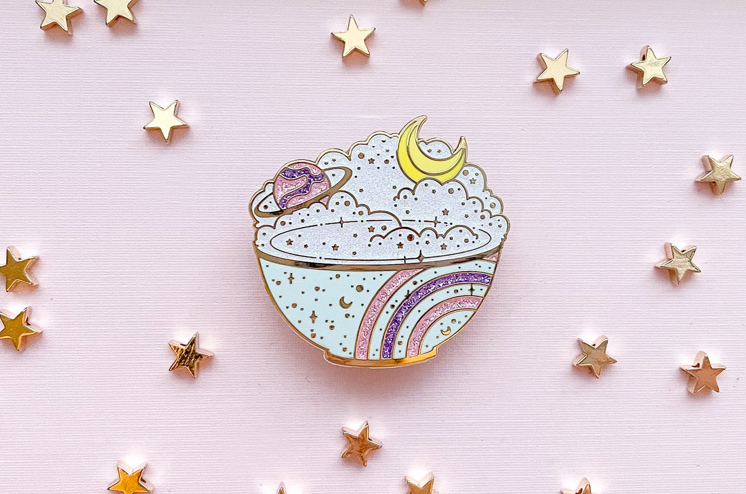 Celestial Moon Rice Cosmic Enamel Pin