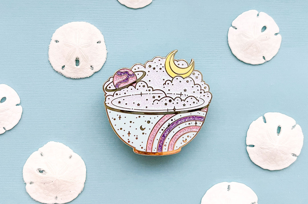 Celestial Moon Rice Cosmic Enamel Pin