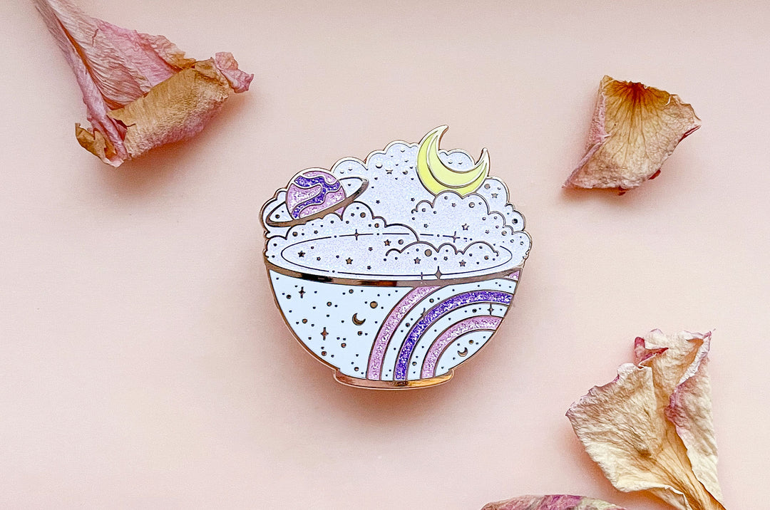 Celestial Moon Rice Cosmic Enamel Pin