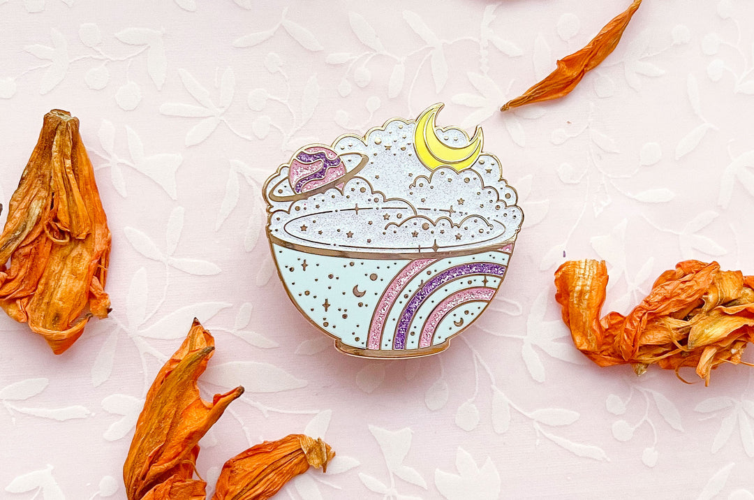 Celestial Moon Rice Cosmic Enamel Pin