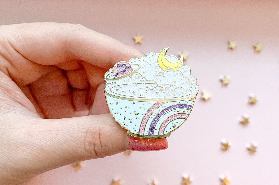 Celestial Moon Rice Cosmic Enamel Pin