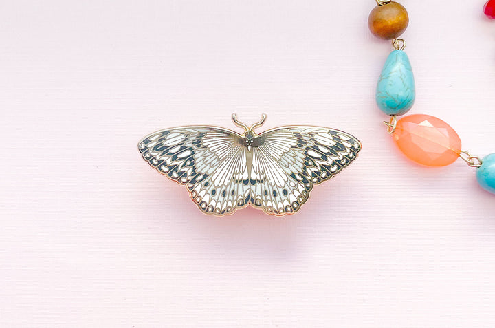 Paper Kite Butterfly (Idea leuconoe) Enamel Pin