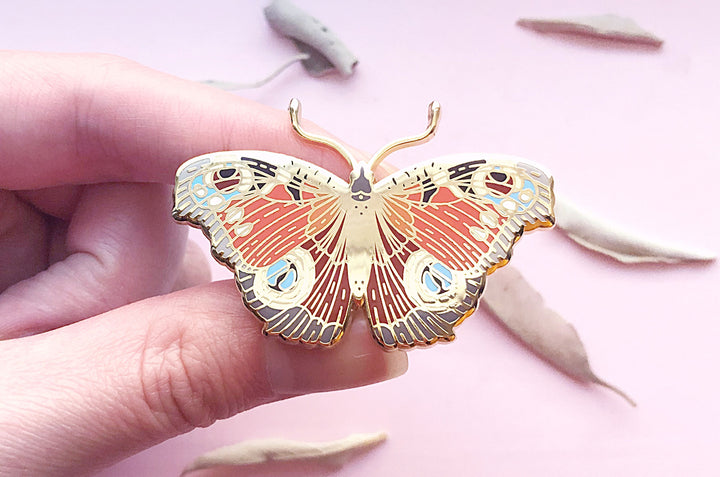 European Peacock Butterfly (Aglais io) Enamel Pin