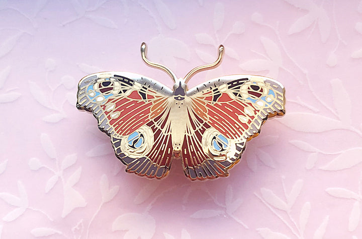 European Peacock Butterfly (Aglais io) Enamel Pin