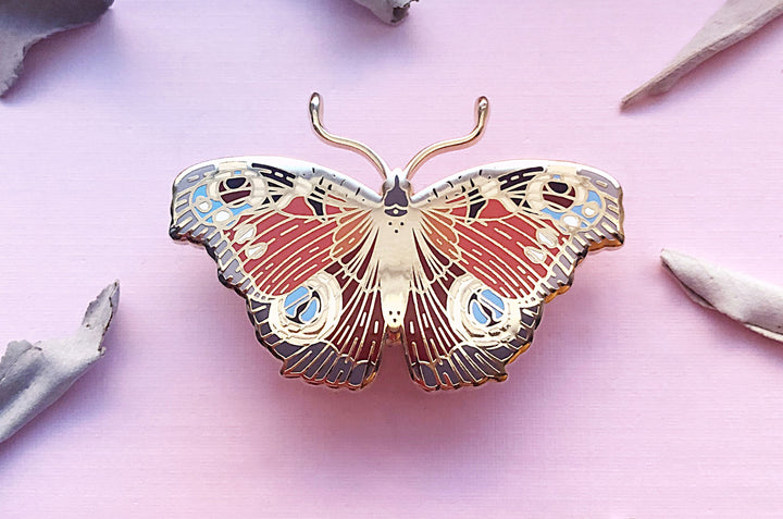 European Peacock Butterfly (Aglais io) Enamel Pin