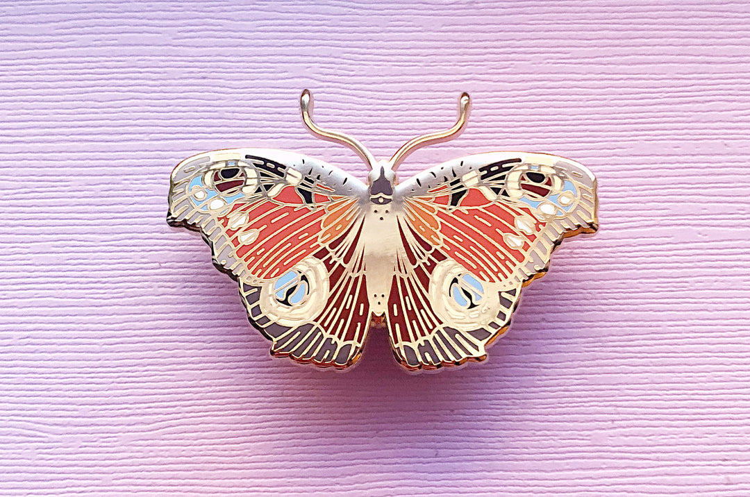 European Peacock Butterfly (Aglais io) Enamel Pin