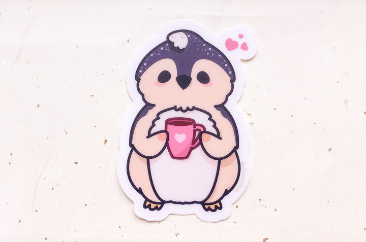 Cozy Penguin Clear Vinyl Sticker