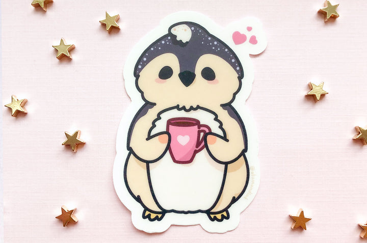 Cozy Penguin Clear Vinyl Sticker